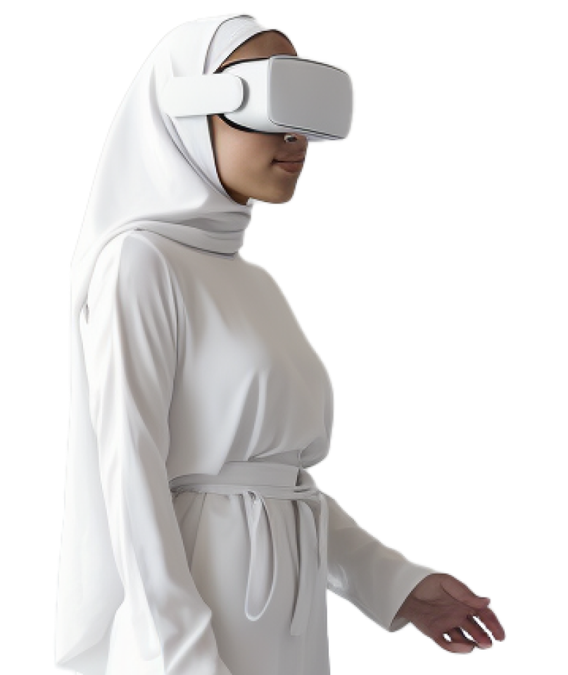 Girl wearing a Hijab and a VR headset
